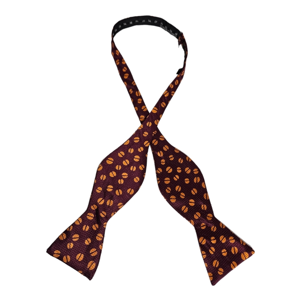 PAUL STUART Bordeaux Geometric Silk LUXURY Self Bow Tie HANDMADE CANADA